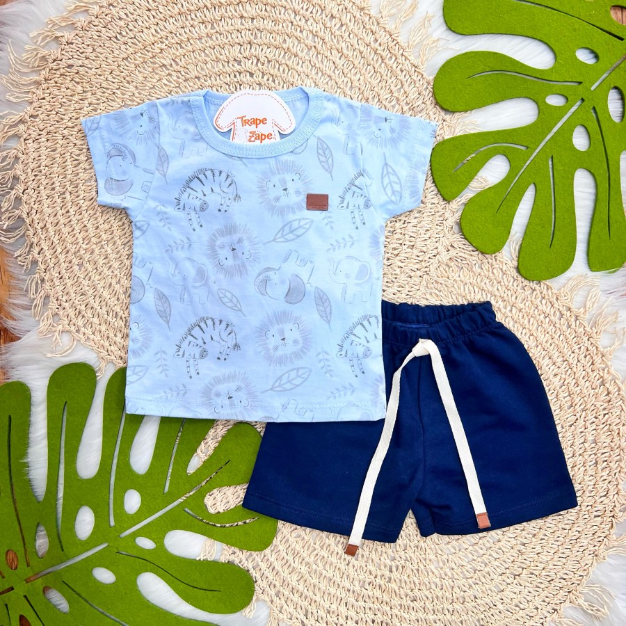 Conj. Camiseta Safari e Bermuda - Azul 